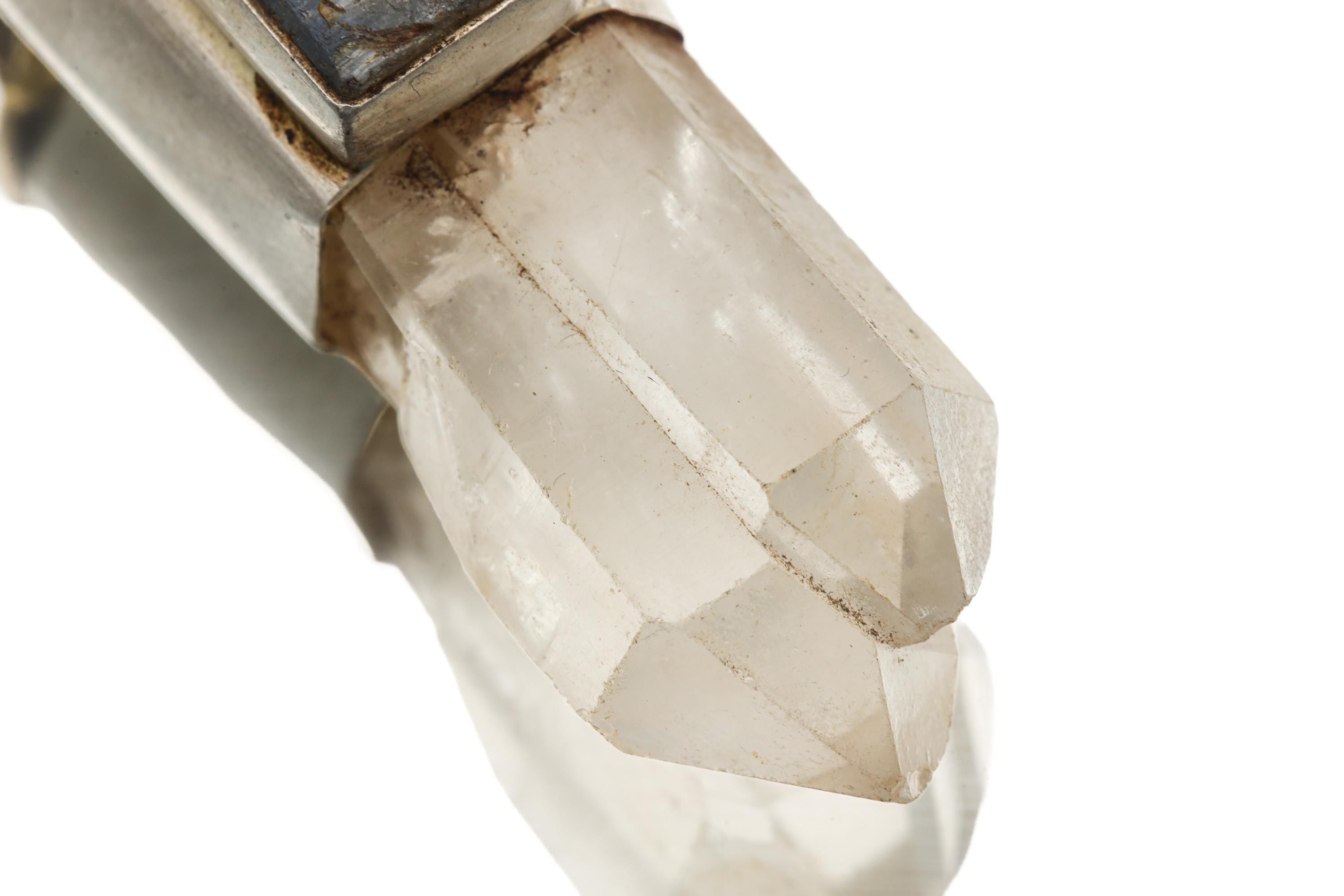 Clear Quartz Kyanite Dog Necklace 925 Silver Twin Crystal Spirit Guide Pendant Loyalty Clarity Jewelry