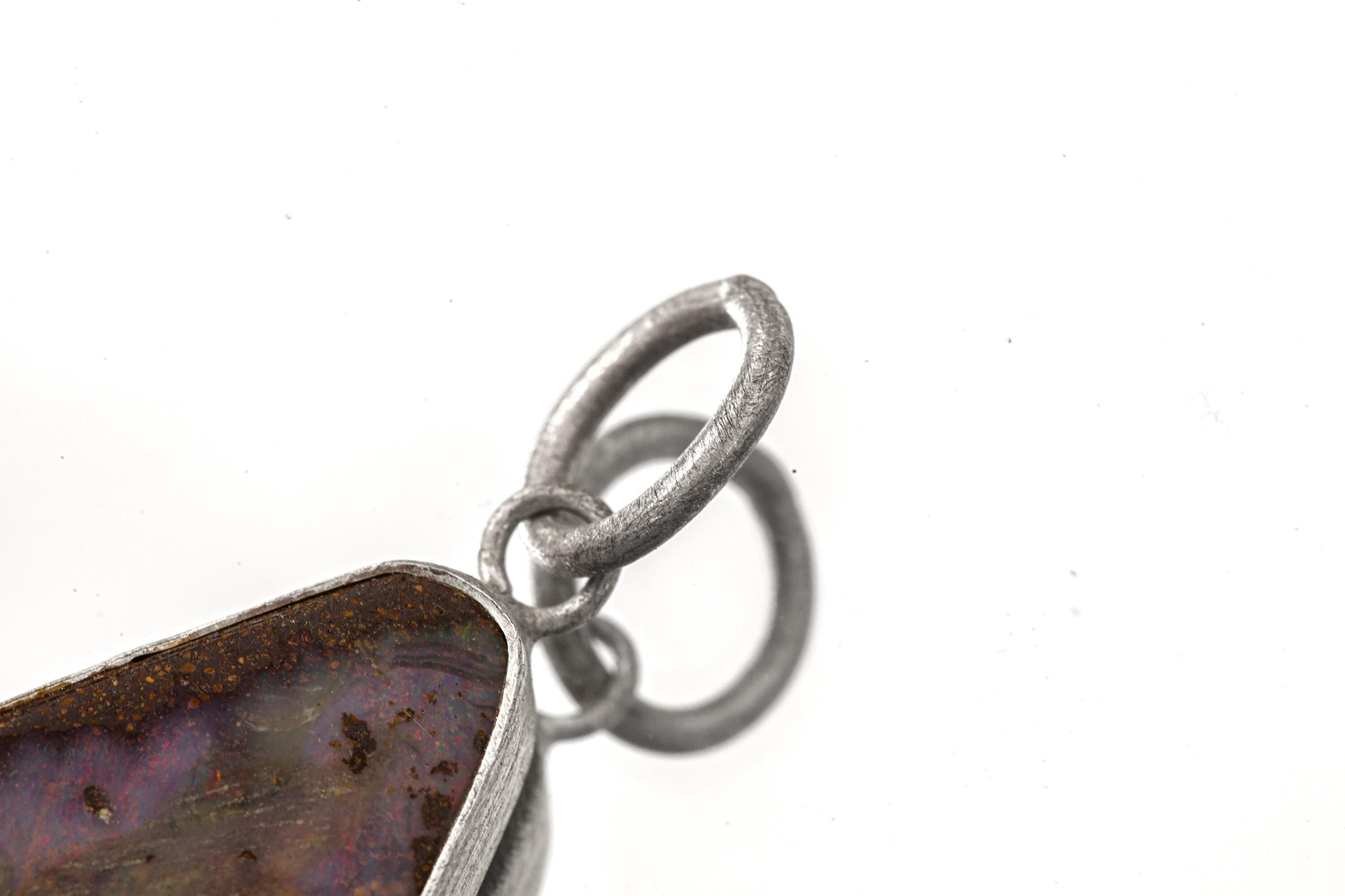 Pink Boulder Opal Pendant: 925 Silver, Australian Gemstone