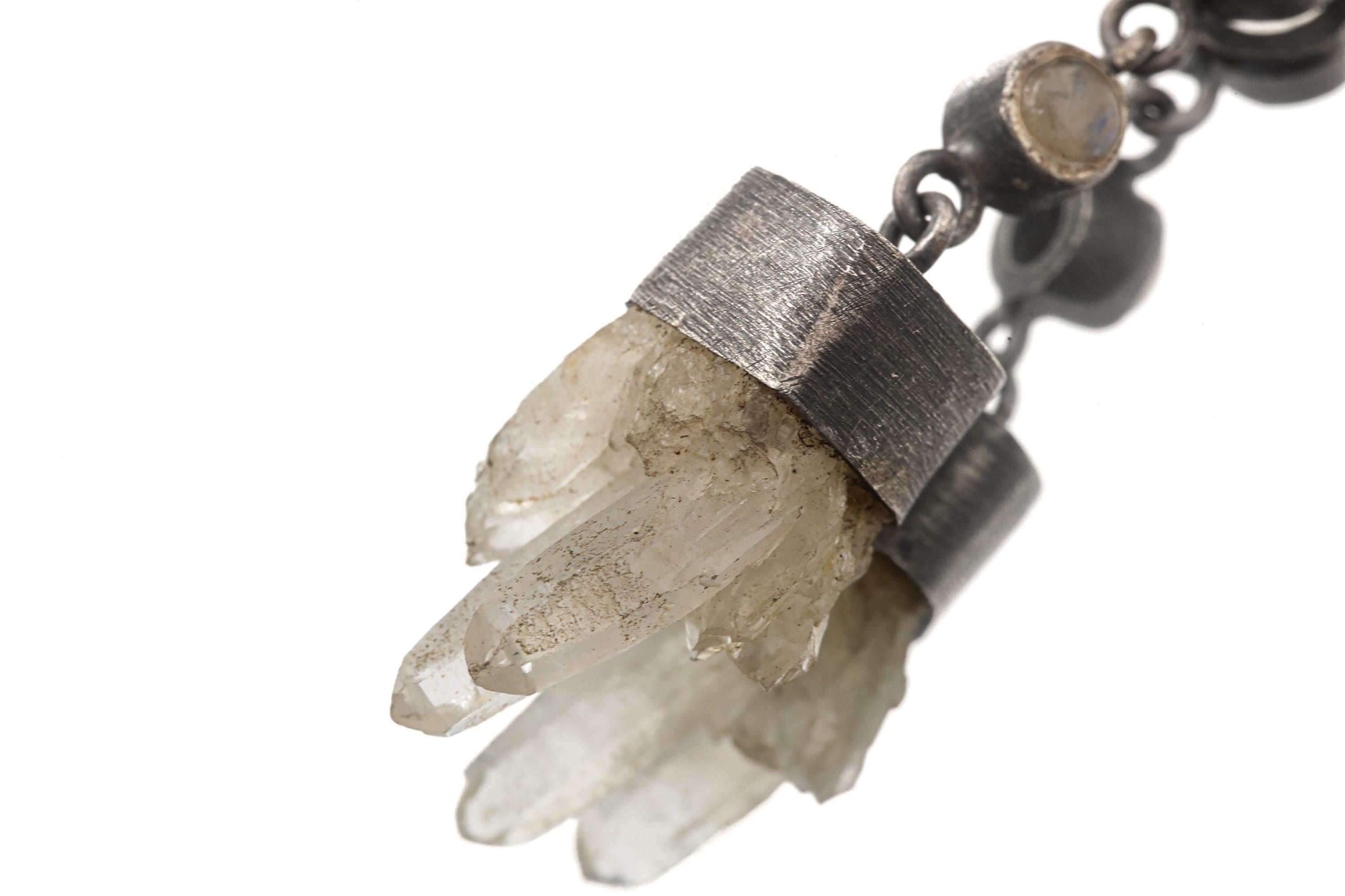 Sterling Silver Celestial Pendant: Opal, Labradorite, Moonstone & Quartz