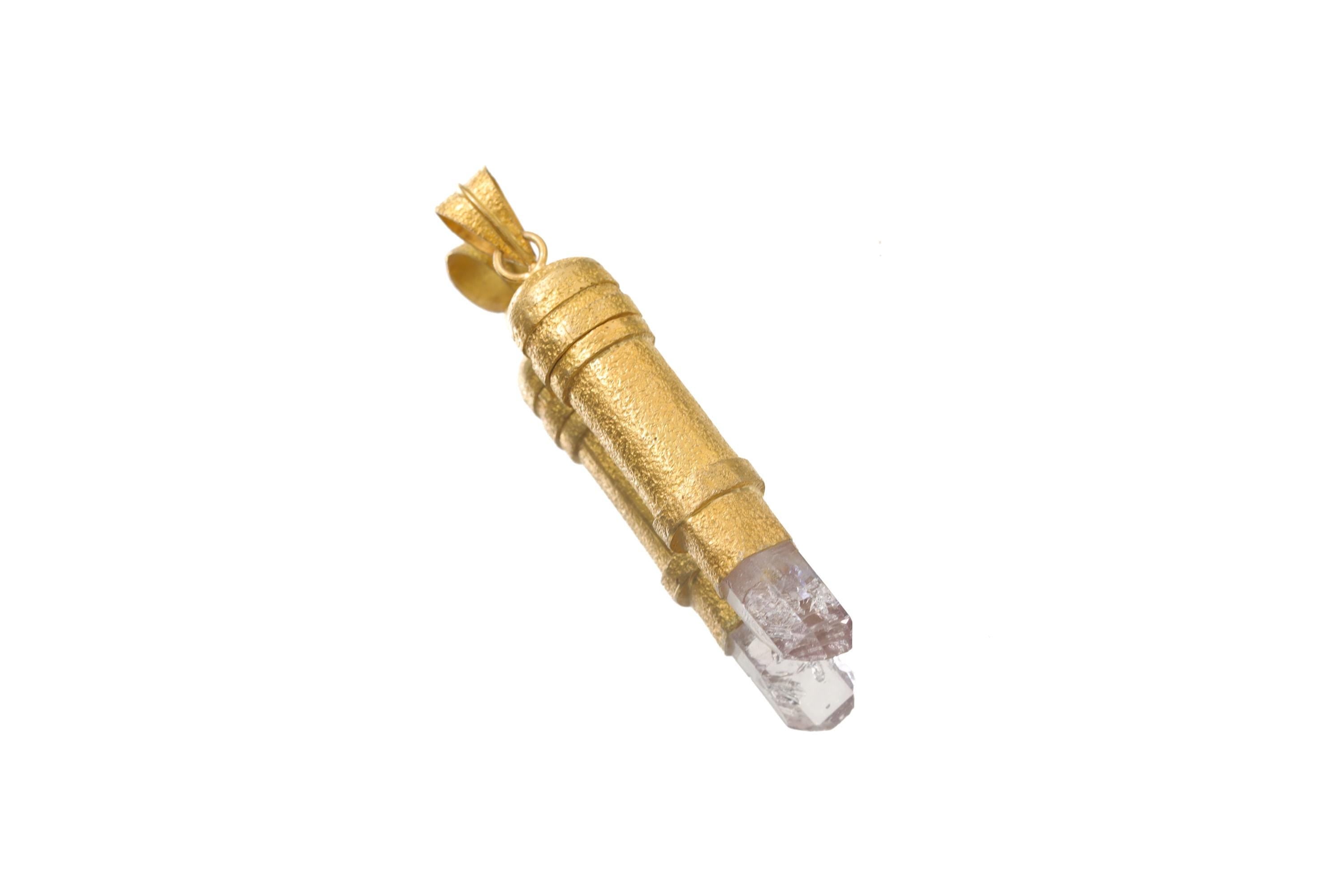 Vera Cruz Amethyst Quartz Locket: Gold Plated Sterling Silver Stash Urn Pendant