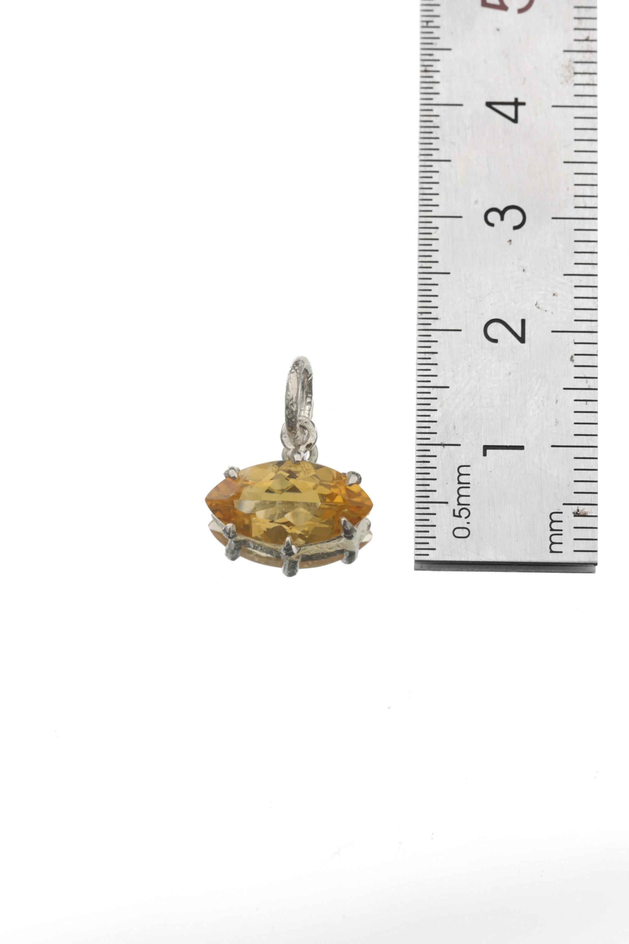 Citrine Marquise Pendant 925 Sterling Silver High Shine Claw Necklace Solar Plexus Chakra Leo Fire Gift