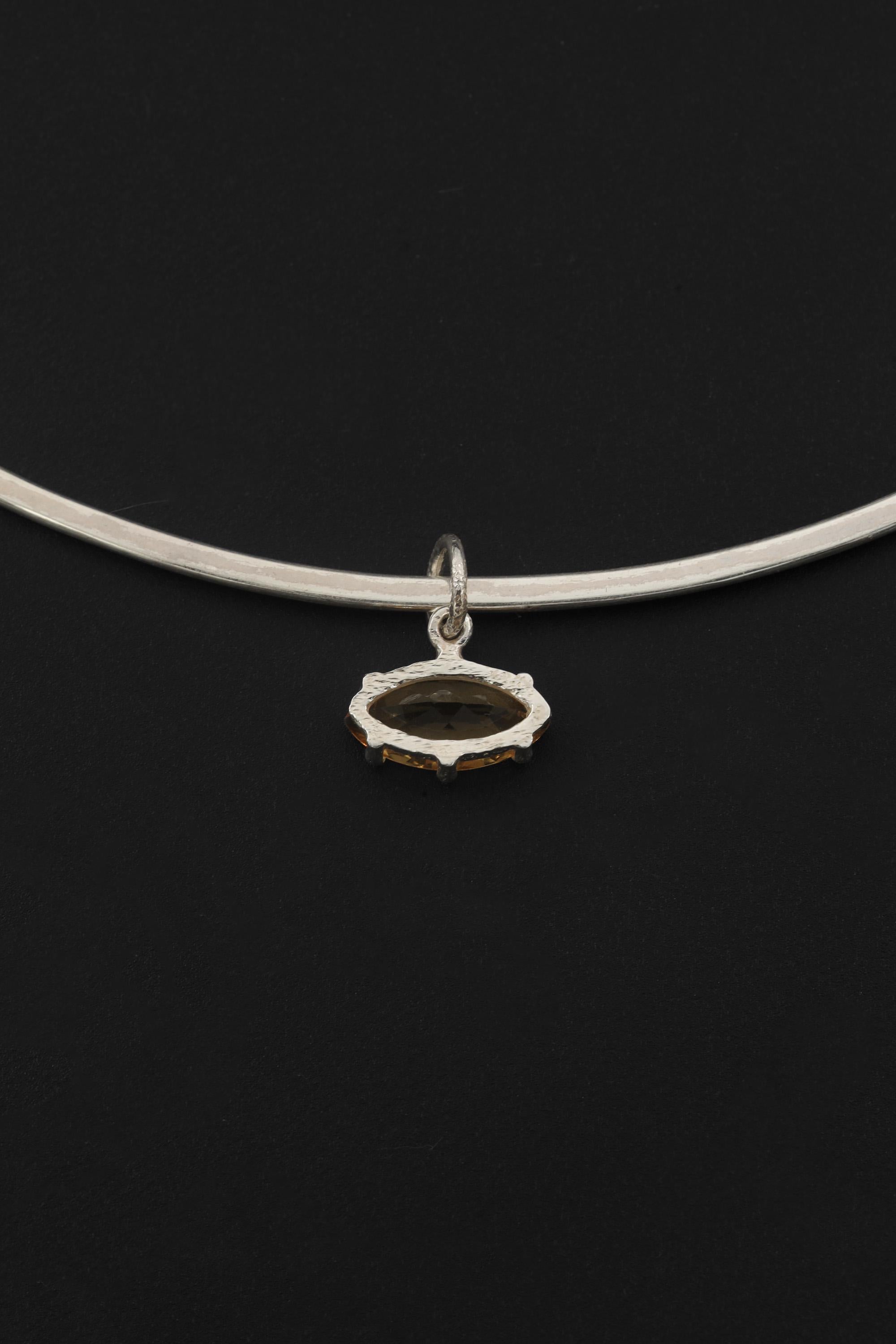 Citrine Marquise Pendant 925 Sterling Silver High Shine Claw Necklace Solar Plexus Chakra Leo Fire Gift