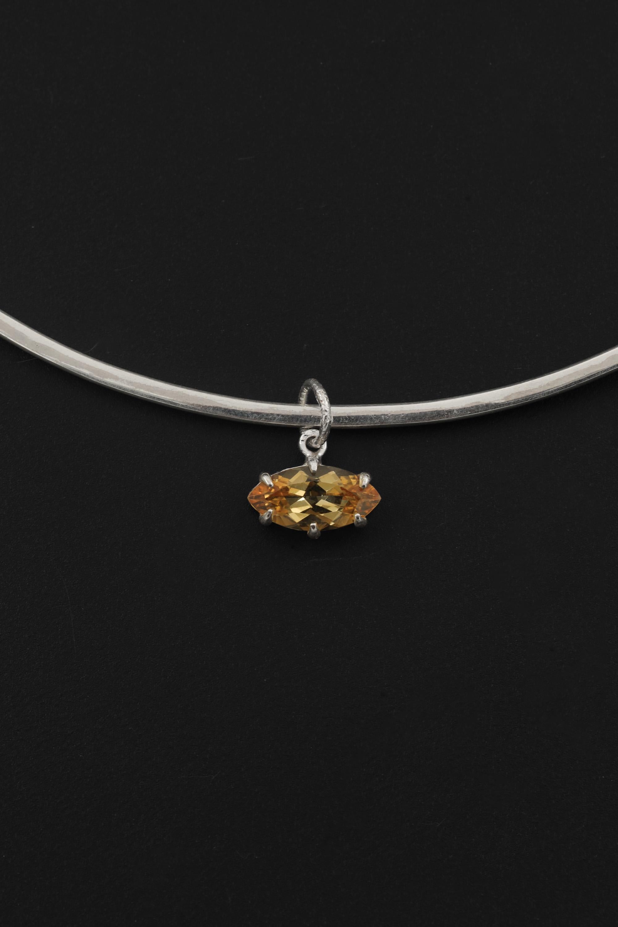 Citrine Marquise Pendant 925 Sterling Silver High Shine Claw Necklace Solar Plexus Chakra Leo Fire Gift