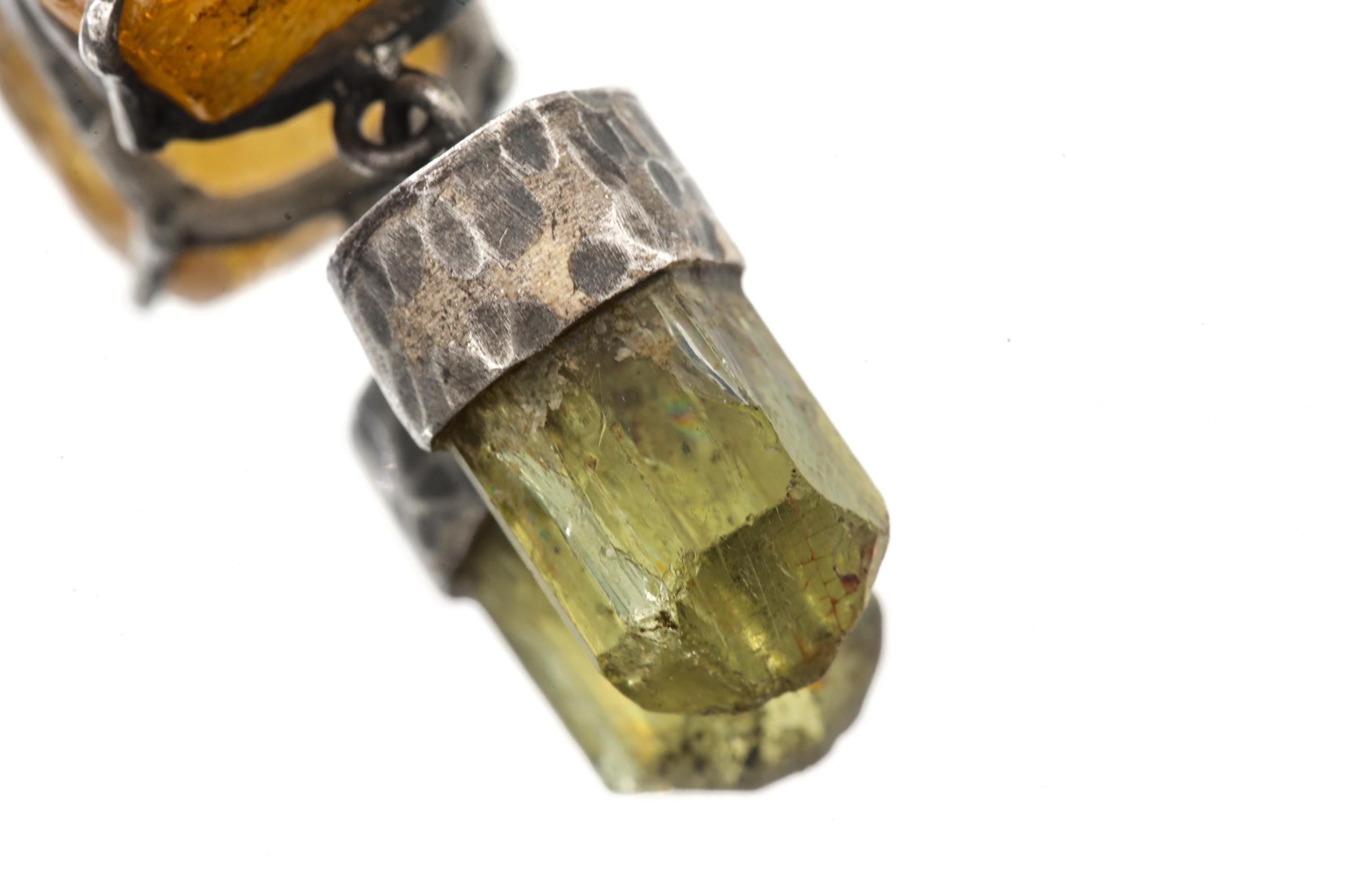 Oxidized Sterling Silver Sunstone Apatite Pendant Necklace