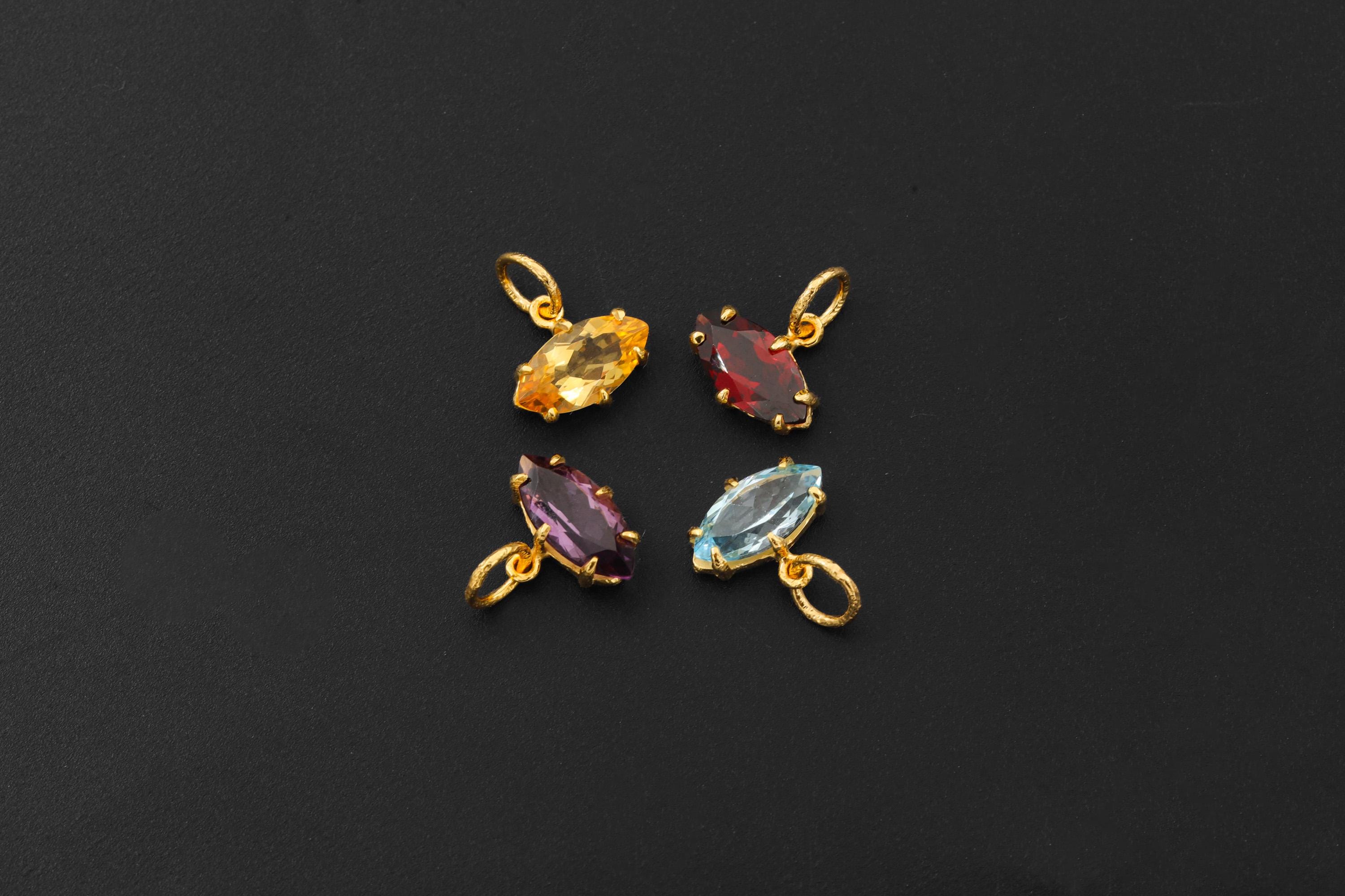 Amethyst Eye Pendant 925 Sterling Silver 18k Gold Plated Marquise Claw Set Sand Textured Necklace Crown Third Eye Chakra Gift