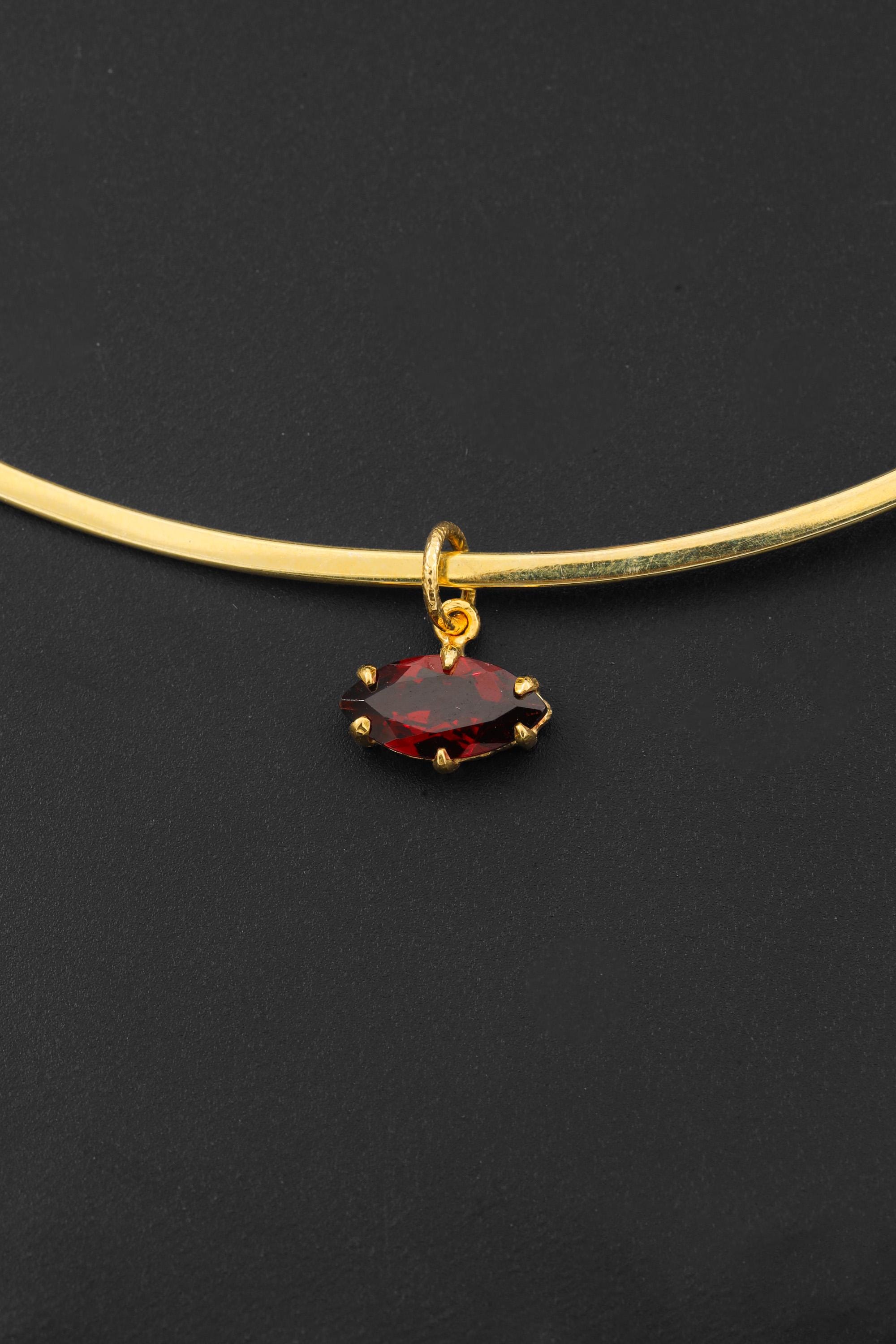 Garnet Pendant 925 Sterling Silver 18k Gold Plated Sand Textured Claw Set Marquise Necklace Root Chakra January Birthstone Gift