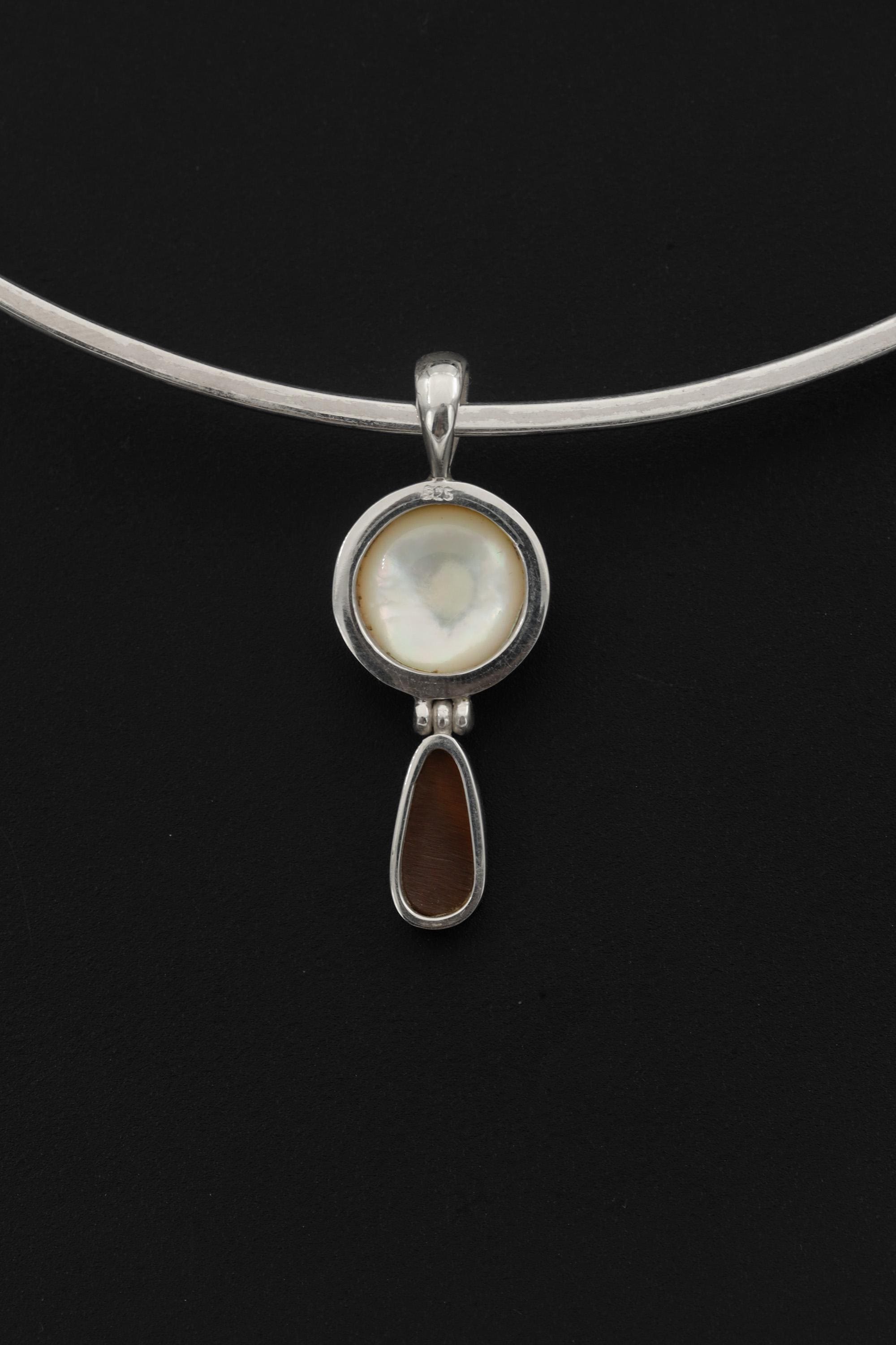 Sterling Silver Pearl Opal Pendant Necklace, Round Pear Shape Drop Jewelry