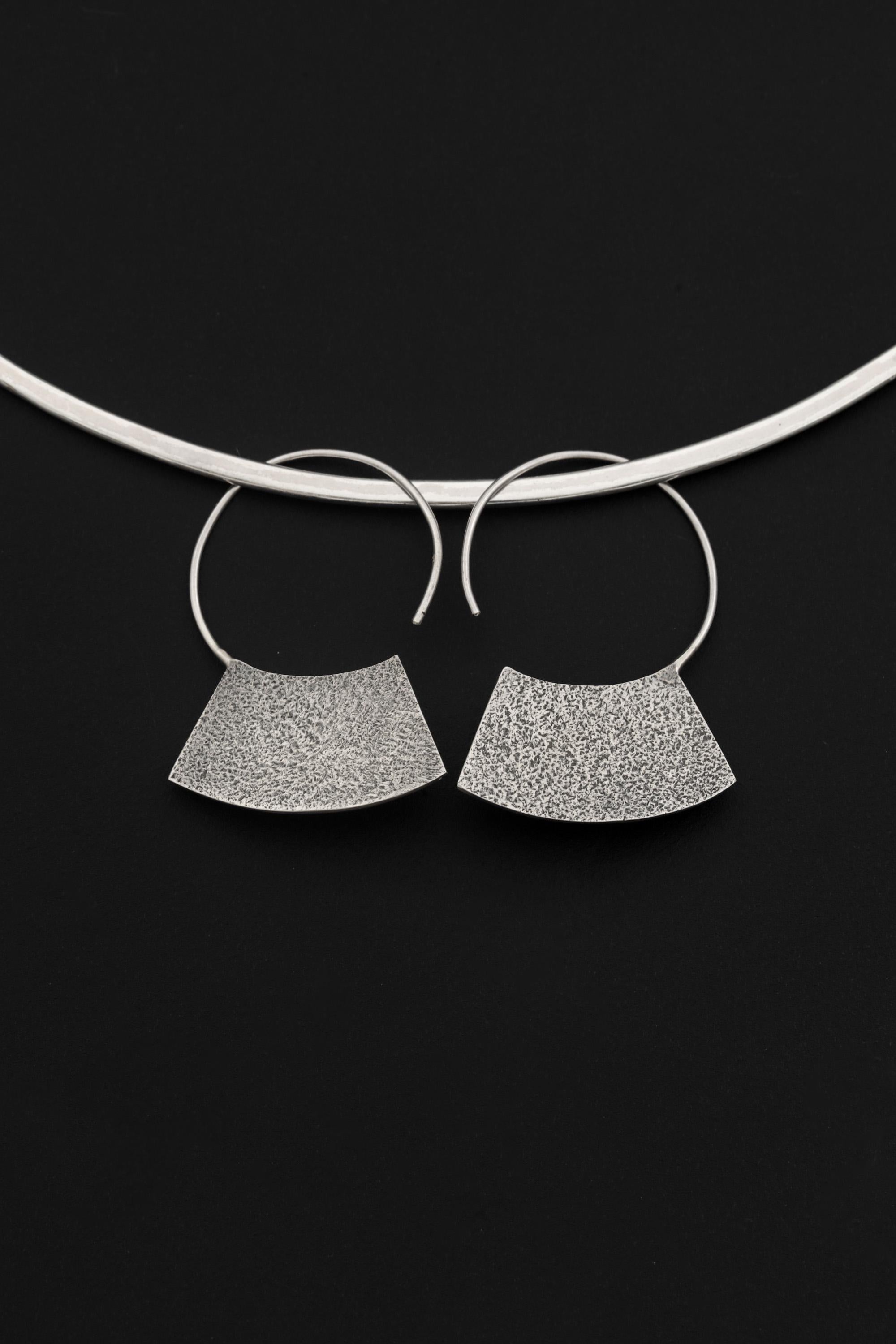 Oxidized Sterling Silver Hoop Earrings with Blue Flash Labradorite – Textured Boho Statement Jewelry