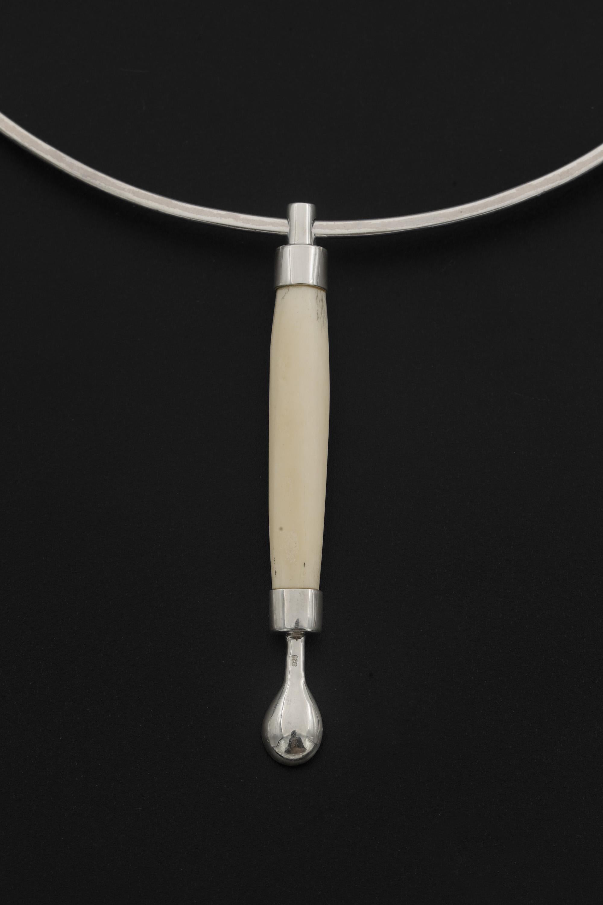 Blue Moonstone Bone Spoon Pendant Sterling Silver 925 Handmade Ritual Jewelry Lunar Necklace Crown Chakra Gift