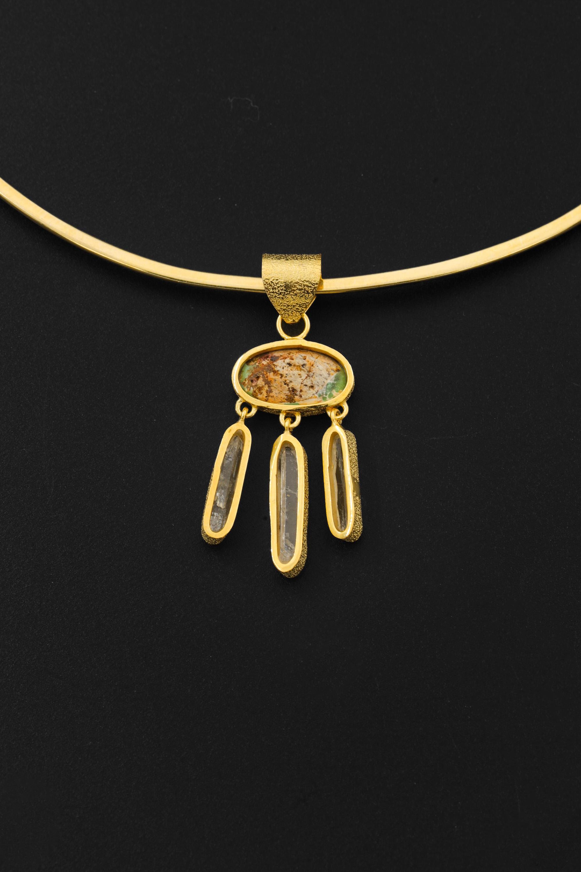 Turquoise Opal Quartz Pendant 925 Silver 18k Gold Plated Dreamcatcher Necklace Throat Crown Chakra Gift