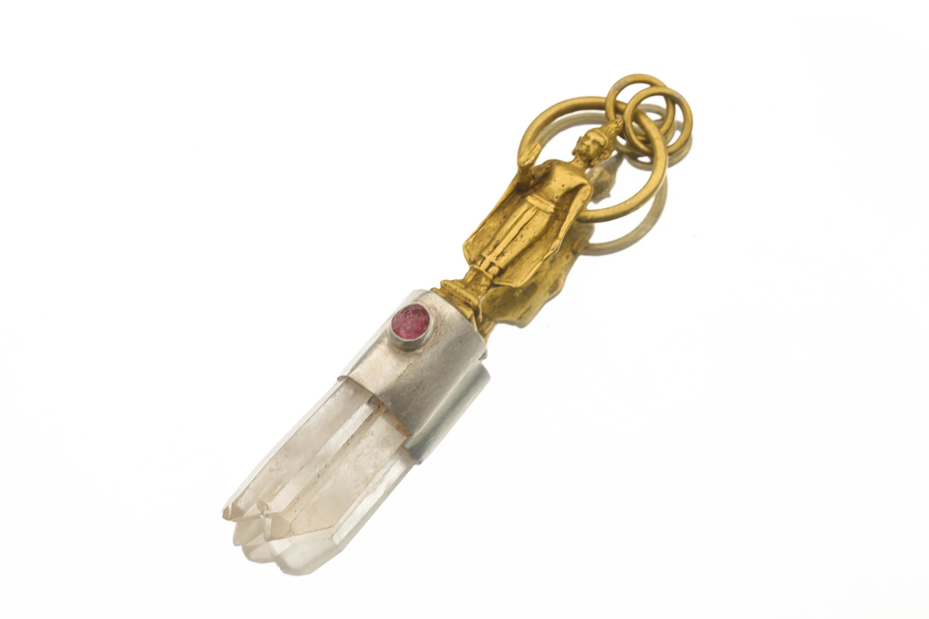 Buddha Talisman Pendant 925 Sterling Silver Ruby Clear Quartz Spiritual Awakening Necklace Gift