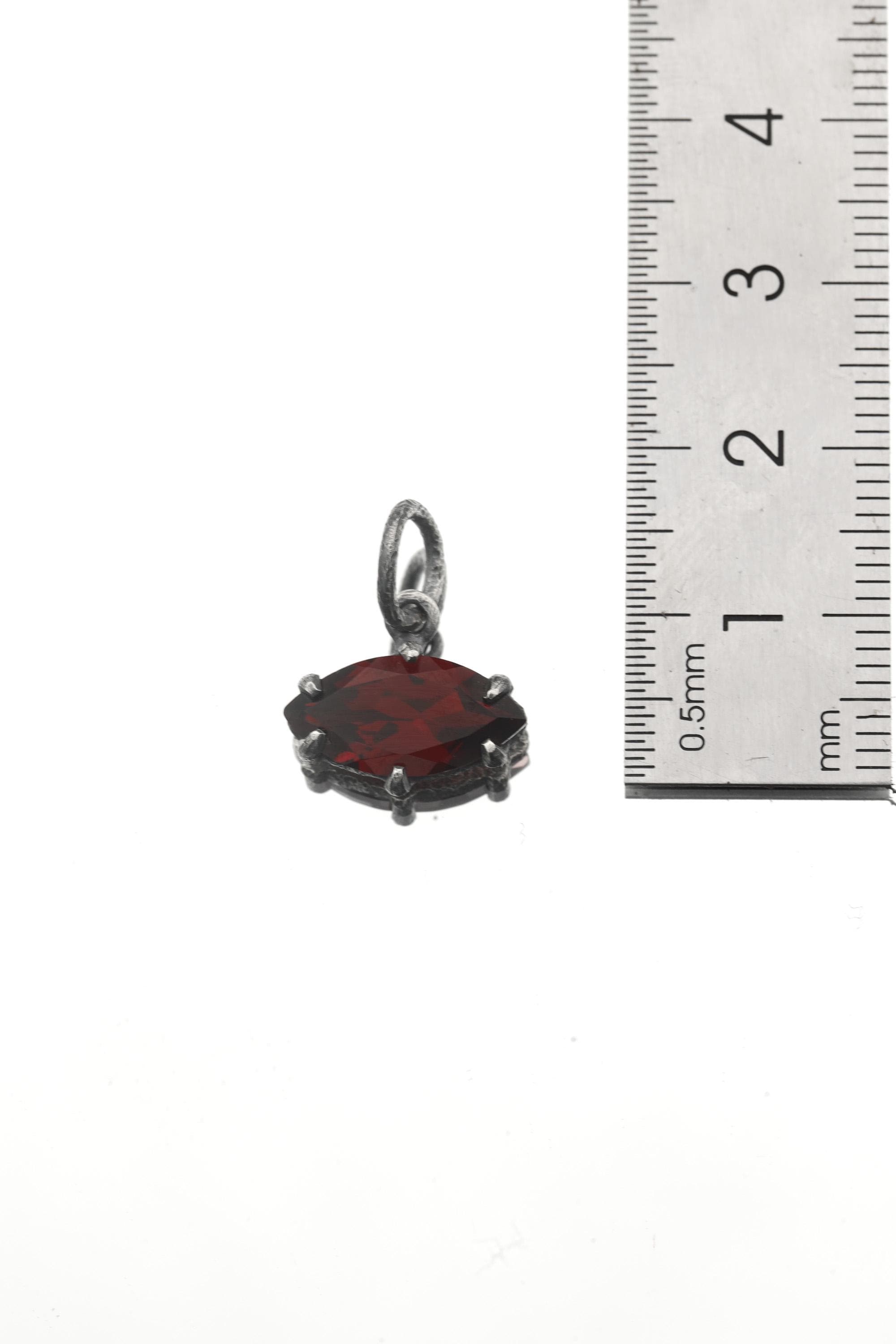 Garnet Marquise Pendant 925 Sterling Silver Sand Textured Oxidized Claw Necklace Root Chakra January Birthstone Gift