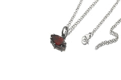 Garnet Marquise Pendant 925 Sterling Silver Sand Textured Oxidized Claw Necklace Root Chakra January Birthstone Gift
