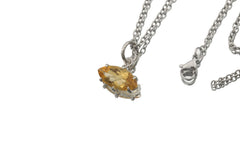 Citrine Marquise Pendant 925 Sterling Silver High Shine Claw Necklace Solar Plexus Chakra Leo Fire Gift