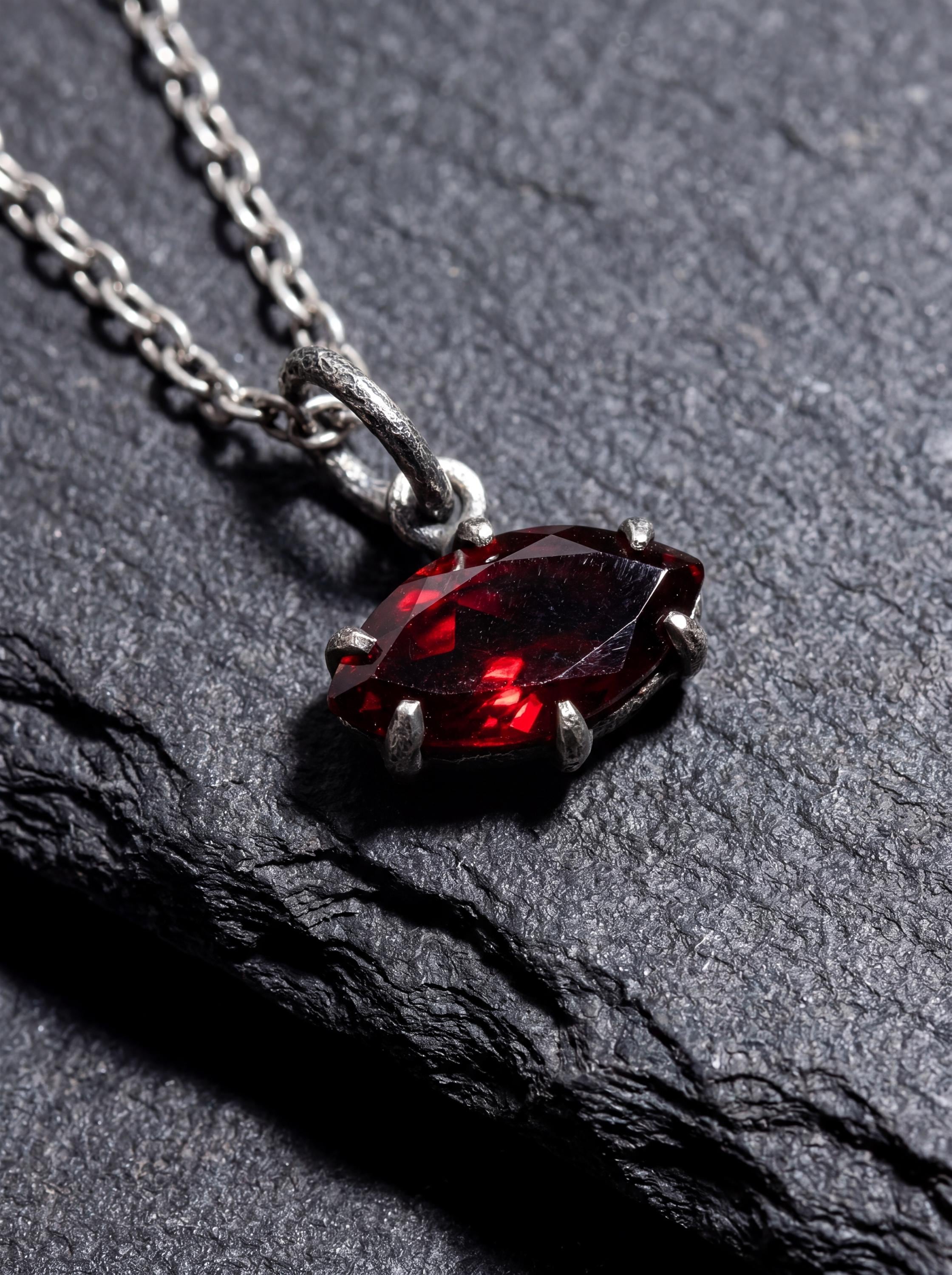 Garnet Marquise Pendant 925 Sterling Silver Sand Textured Oxidized Claw Necklace Root Chakra January Birthstone Gift