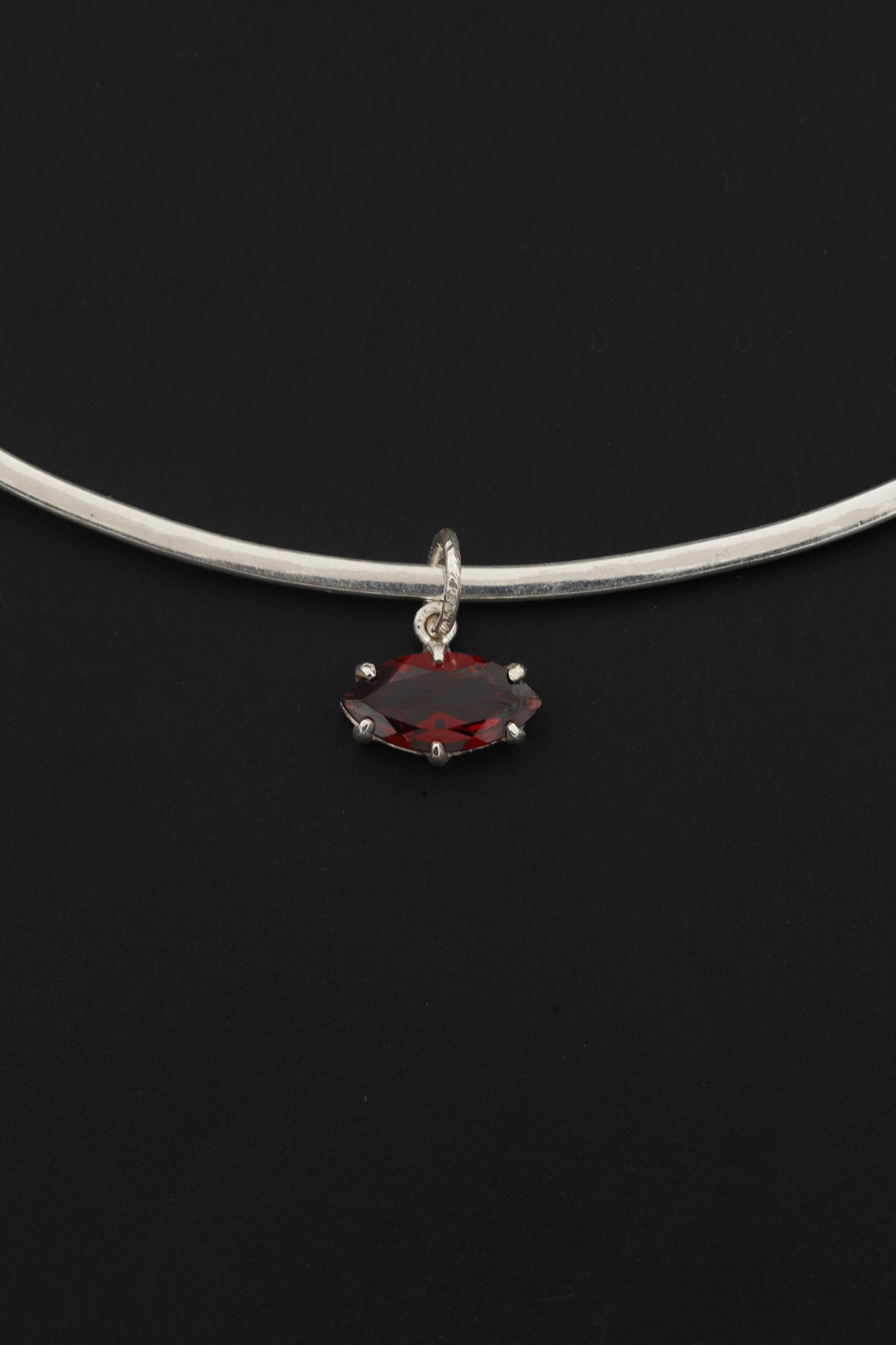 Garnet Marquise Pendant Necklace 925 Silver Claw Set Crystal Jewelry Shiny Sand Texture January Birthstone Root Chakra