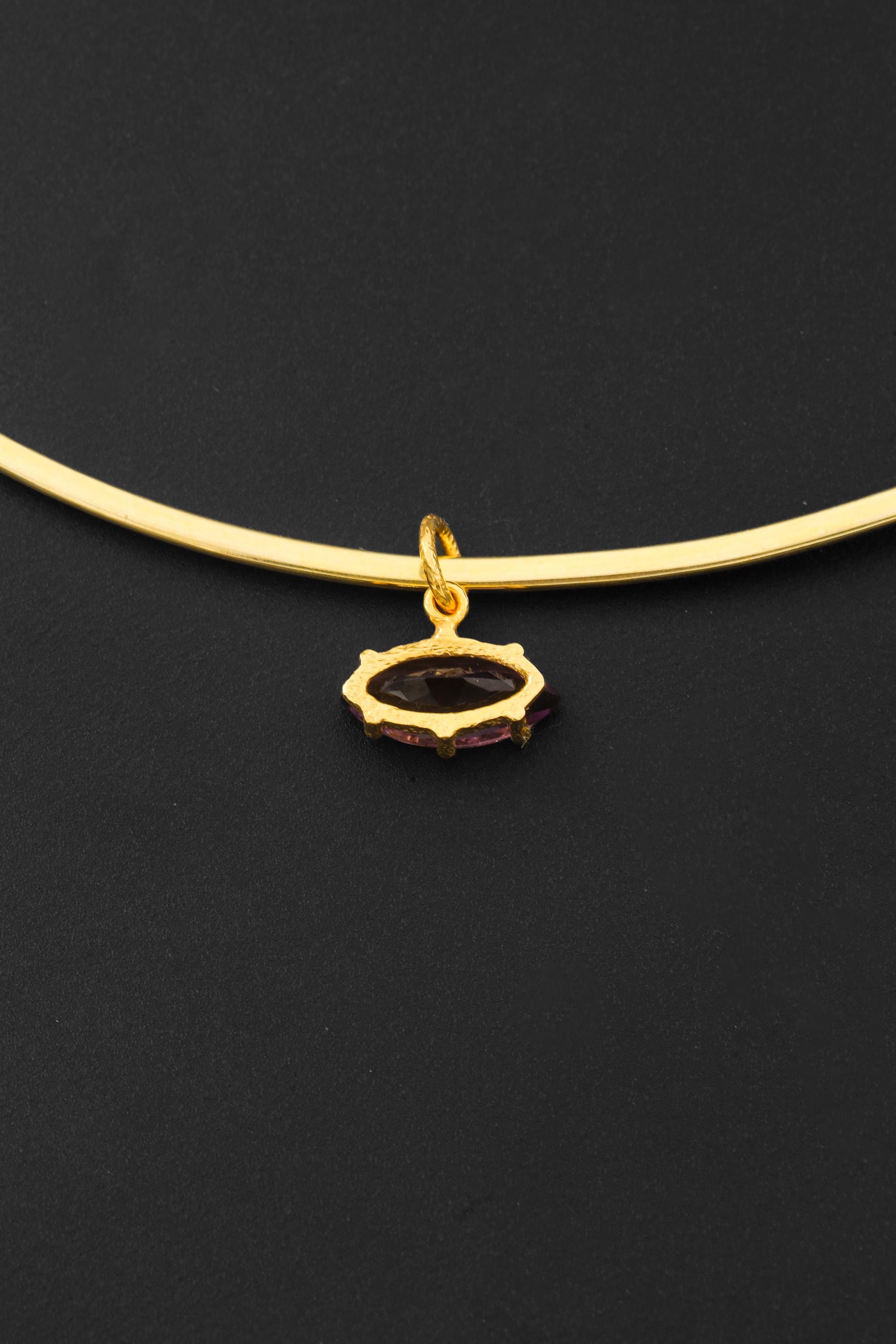 Amethyst Eye Pendant 925 Sterling Silver 18k Gold Plated Marquise Claw Set Sand Textured Necklace Crown Third Eye Chakra Gift