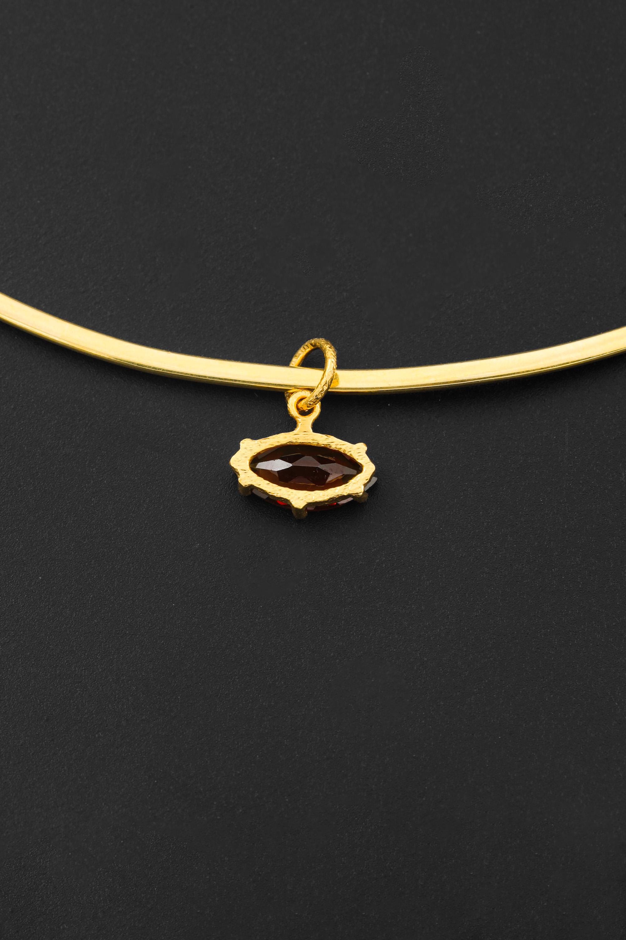 Garnet Pendant 925 Sterling Silver 18k Gold Plated Sand Textured Claw Set Marquise Necklace Root Chakra January Birthstone Gift