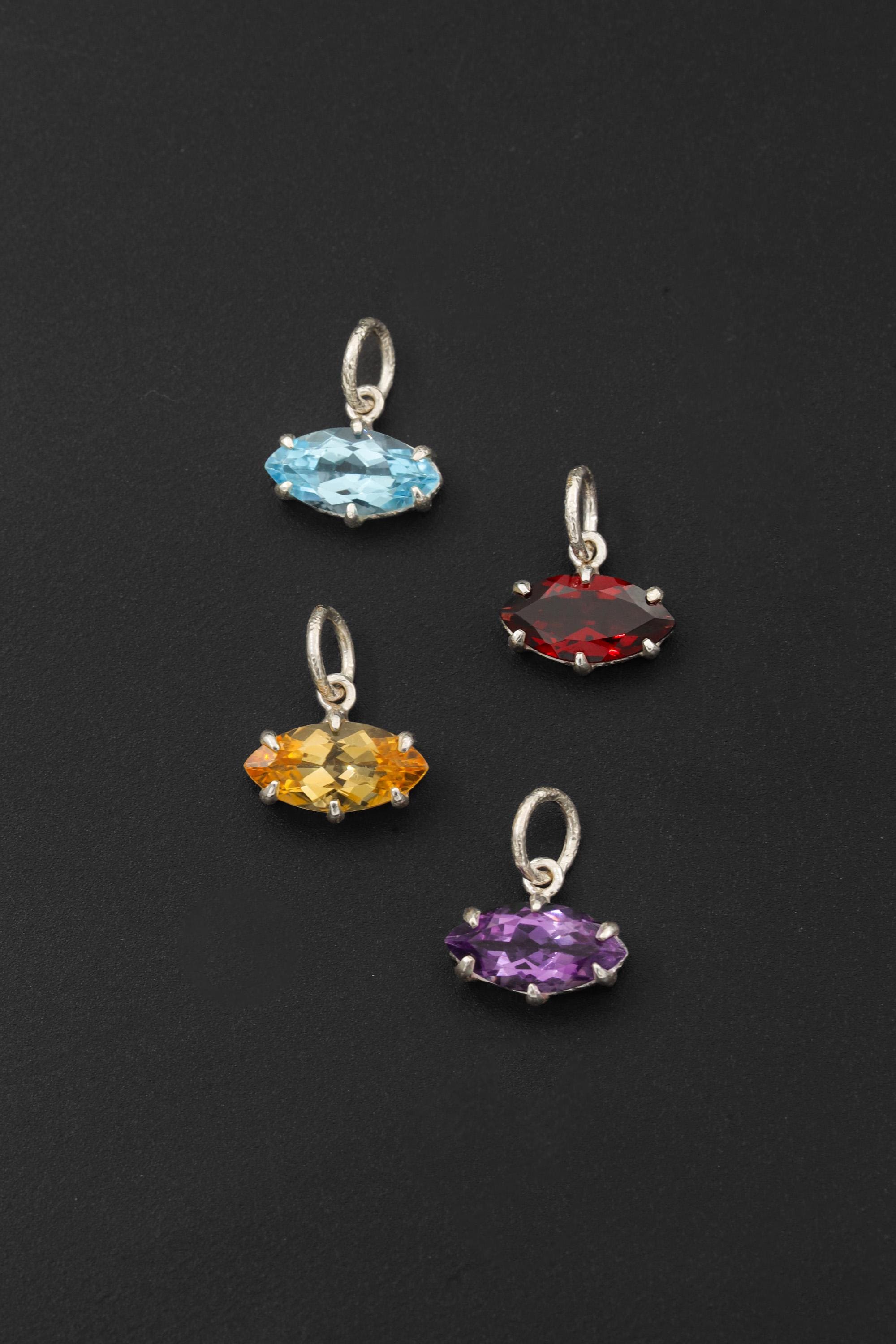 Amethyst Eye Pendant 925 Sterling Silver Claw Set High Shine Marquise Necklace Crown Third Eye Chakra Pisces Gift