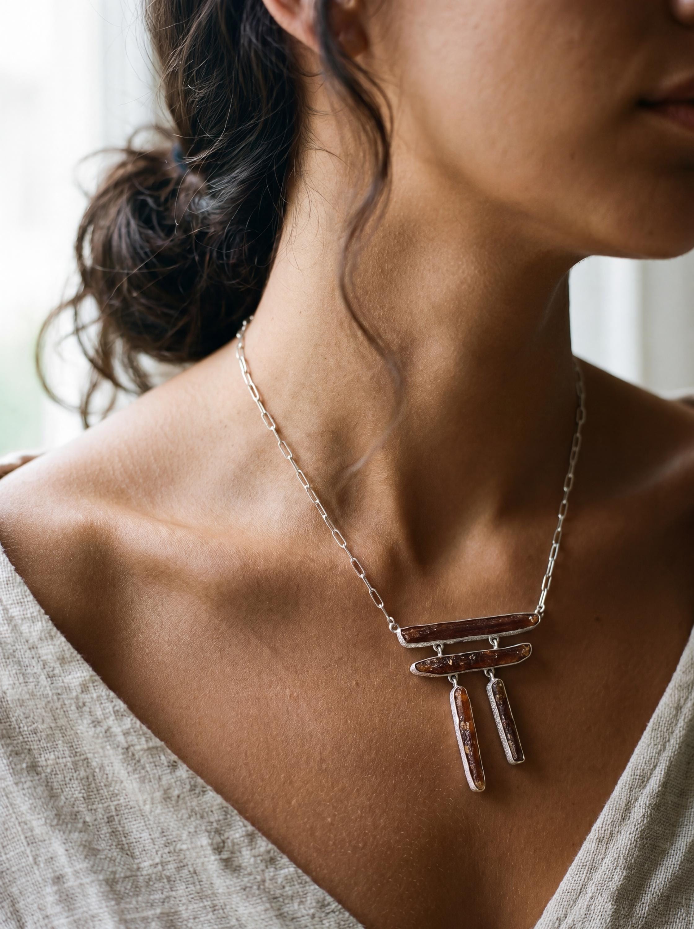 Red Kyanite Mica Pendant, 925 Sterling Silver Boho Necklace