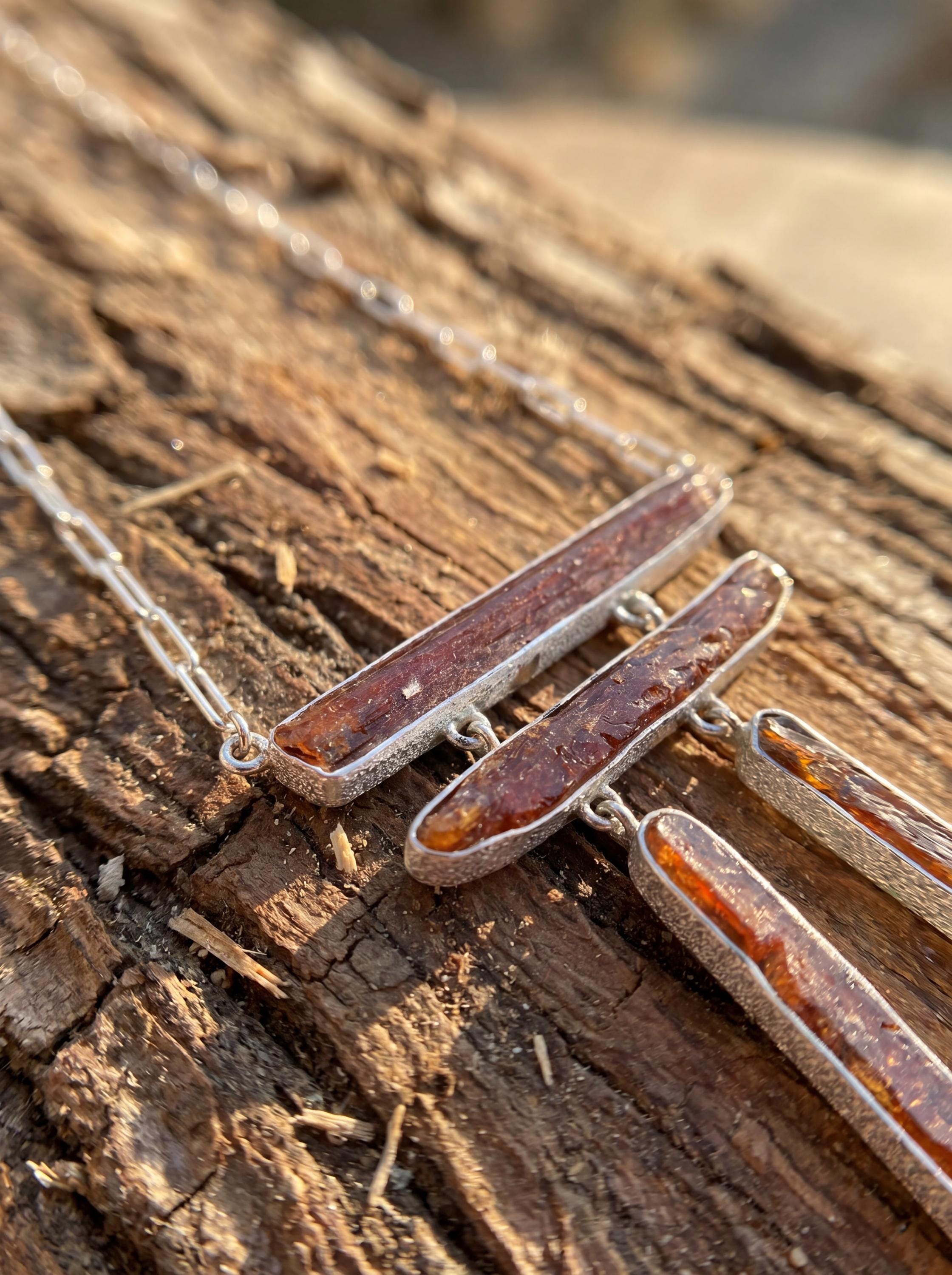 Red Kyanite Mica Pendant, 925 Sterling Silver Boho Necklace