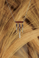 Raw Red Kyanite, Ruby, Quartz 925 Silver Pendant Necklace