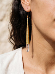 Gold Plated Sterling Silver Quartz Earrings: Himalayan Chlorite Phantom