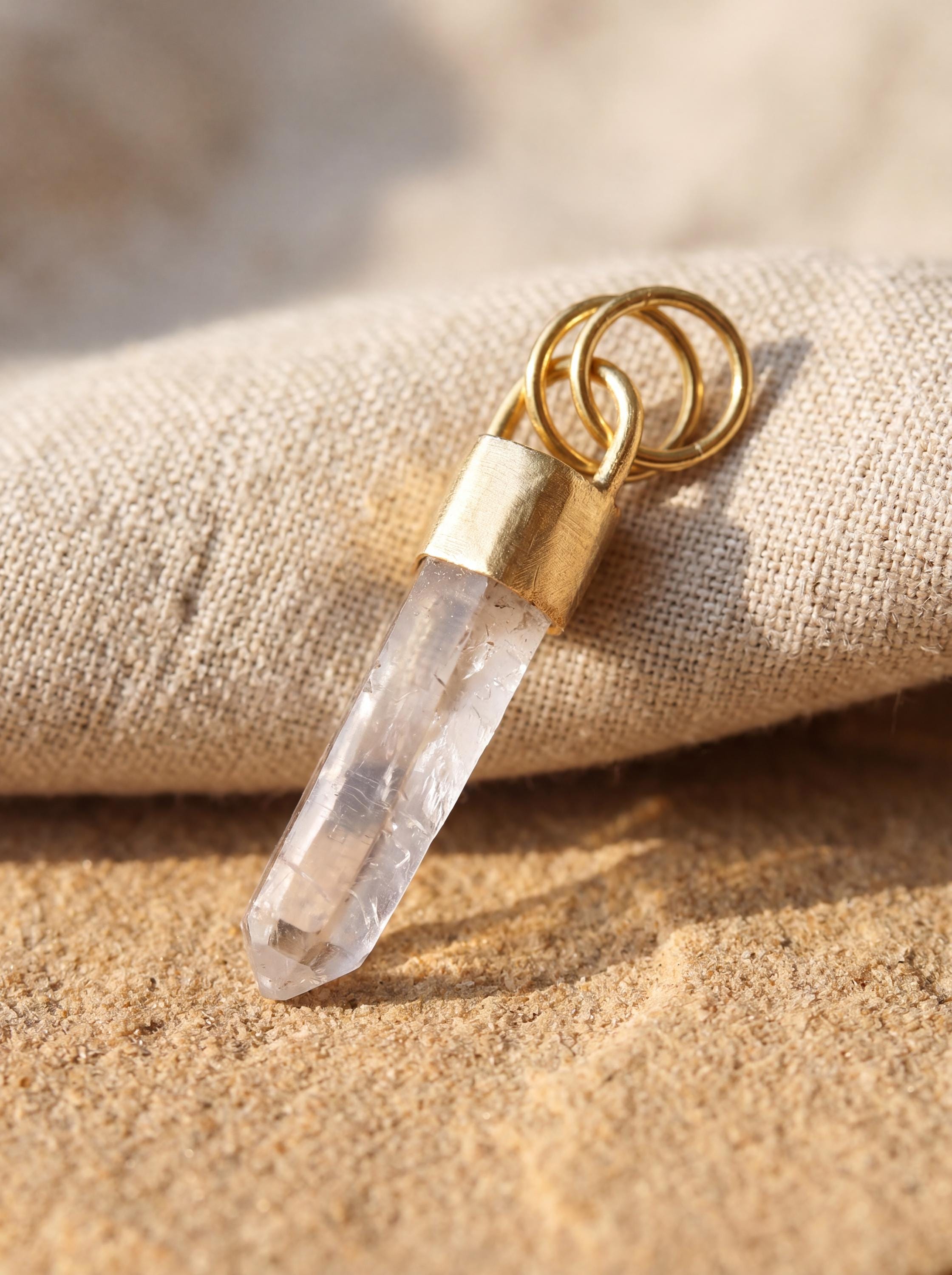 Gold Plated Quartz Point Pendant: Australian Fossicked Crystal Necklace