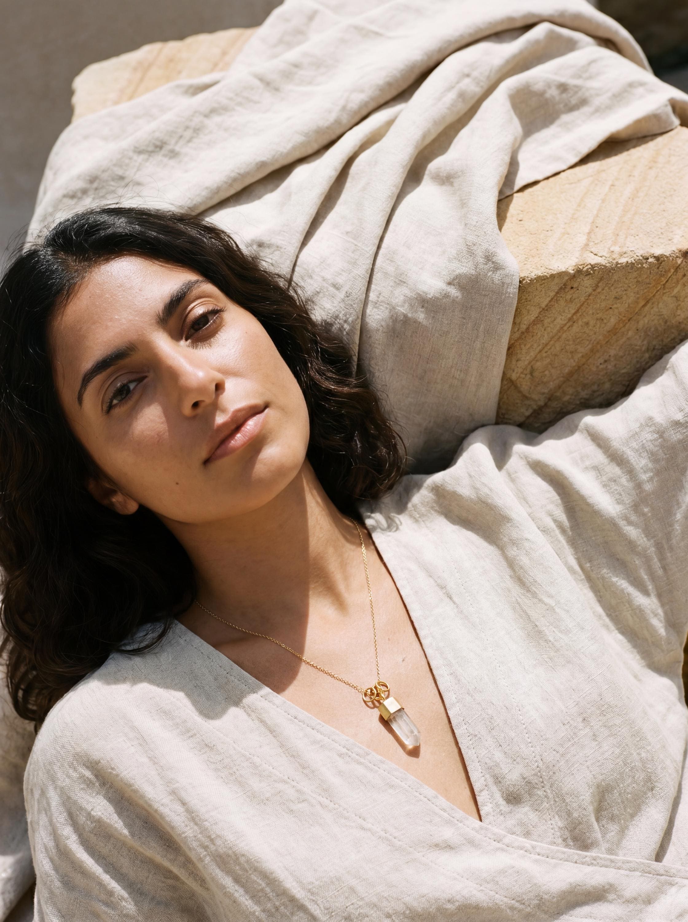 Gold Plated Quartz Point Pendant: Australian Fossicked Crystal Necklace