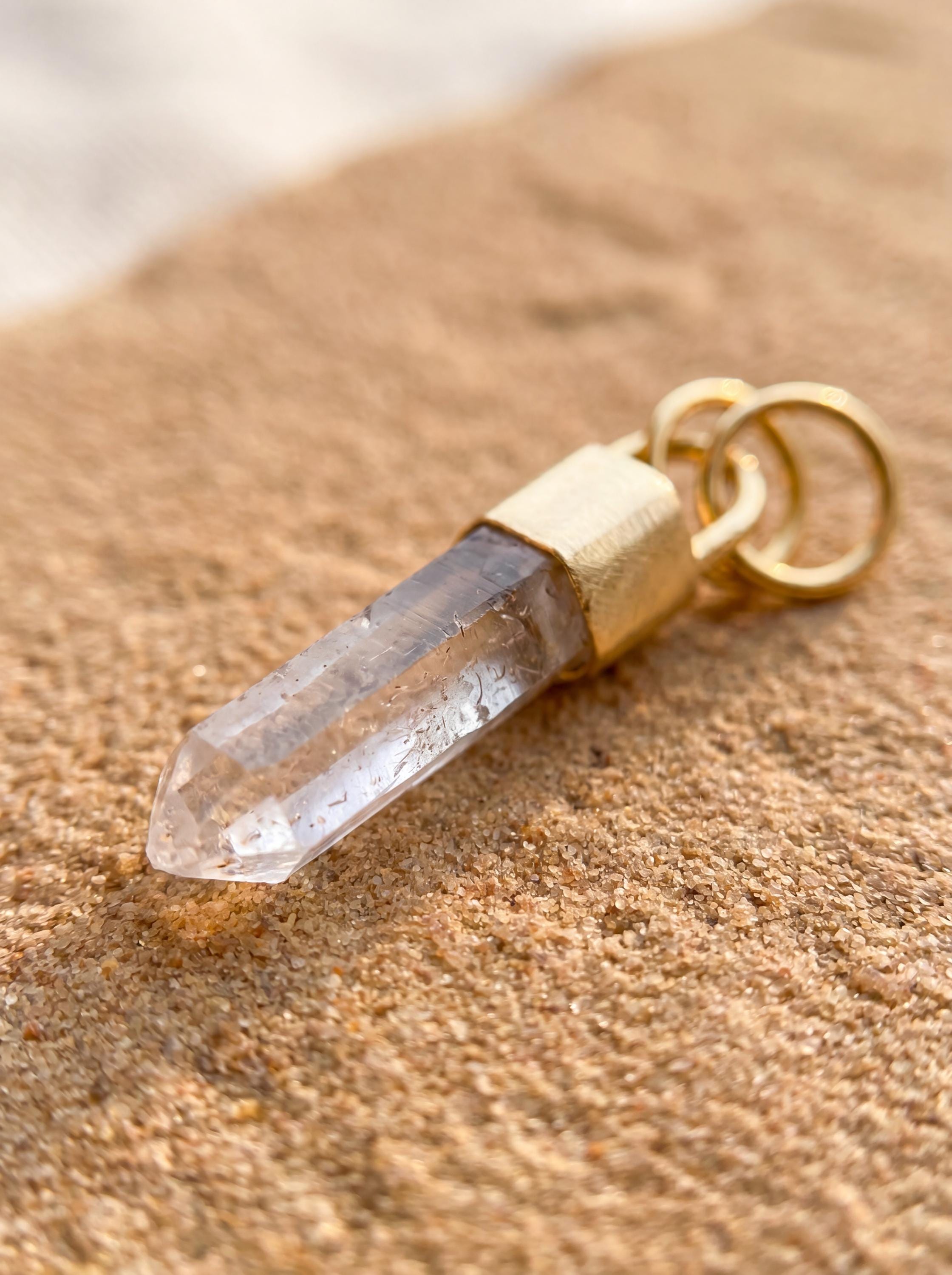 Gold Plated Quartz Point Pendant: Australian Fossicked Crystal Necklace