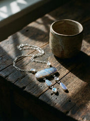 Boulder Opal Moonstone Pendant: Sterling Silver Galactic Jewelry