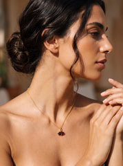 Garnet Pendant 925 Sterling Silver 18k Gold Plated Sand Textured Claw Set Marquise Necklace Root Chakra January Birthstone Gift
