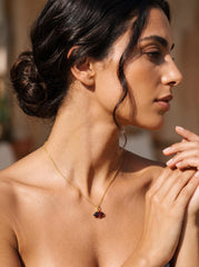 Garnet Pendant 925 Sterling Silver 18k Gold Plated Sand Textured Claw Set Marquise Necklace Root Chakra January Birthstone Gift