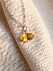 Citrine Marquise Pendant 925 Sterling Silver High Shine Claw Necklace Solar Plexus Chakra Leo Fire Gift