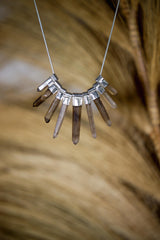 Smoky Citrine Quartz Stack Pendant Necklace: Sterling Silver, Australian Crystal
