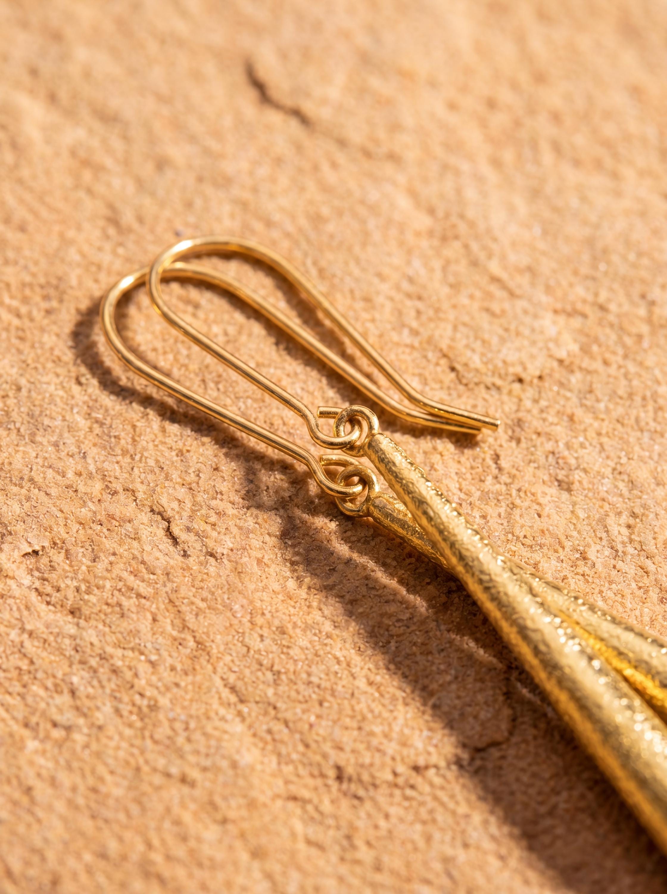 Gold Plated Sterling Silver Quartz Earrings: Himalayan Chlorite Phantom