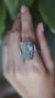 Raw Rainbow Labradorite - Rustic Comfortable Crystal Ring - Size 8 1/2 US - 925 Sterling Silver - Abstract Textured & Oxidised
