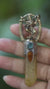 Ganesha Citrine Quartz Brass Cast Gold Plated Talisman Pendant, Silver Bezel, Raw Gem Apatite, Faceted Orange Gem Kyanite, Oxidized,Textured