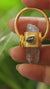 Lithium Strawberry Phantom Quartz, Sapphire & Emerald Pendant, 18K Gold-Plated Sterling Silver Textured, Virgo and Libra Zodiac, Unique Gift