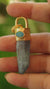Aqua Aura Quartz & Australian Opal Pendant, 18K Gold-Plated Sterling Silver