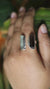 Aquamarine Smoky Quartz Ring Sterling Silver Open Band Raw Crystal Grounding Communication Jewelry Gift