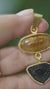 Rutile Quartz Brown Tourmaline Necklace 18k Gold Plated Sterling Silver Brushed Texture Talisman Jewelry
