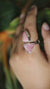 Rhodochrosite Ring 925 Sterling Silver Adjustable Hammered Band Twin Triangle Heart Chakra Jewelry Gift