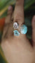 AAA Larimar Ring Blue Apatite Moonstone Sterling Silver Adjustable Open Ring Throat Third Eye Chakra Gift