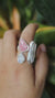 Clear Quartz Rhodochrosite Moonstone Ring 925 Sterling Silver Adjustable Heart Third Eye Crown Chakra Gift