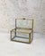 Large Rectangular Glass Brass Jewelry Display Box Gold Toned Gem Case Ring Necklace Keepsake Gift 8.5cm