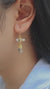 Gold Plated Sterling Silver Dangle Earrings: Pearl, Quartz & Moonstone