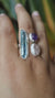 Aqua Aura Quartz Amethyst Rose Quartz Ring 925 Sterling Silver Adjustable Heart Crown Chakra Jewelry Gift