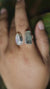 Raw Aquamarine Moonstone Ring, Hammered Sterling Silver Statement Jewelry