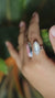 Rhodochrosite Moonstone Ring 925 Sterling Silver Adjustable Hammered Band Heart Third Eye Chakra Gift